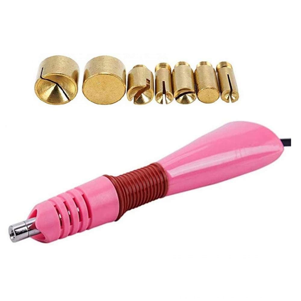 Redson Hotfix Applicator,DIY Hot Fix Rhinestone Setter Applicator Wand Tool Kit Set with 7 Different Sizes Tips,Support Stand (Pink)
