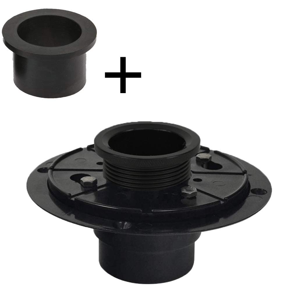 2 Inches PVC Shower Drain Base Kit Include No Hub Shower Drain Base Flange, Threaded Adjustable Adaptor + Rubber Coupler Gasket for Linear&Square Drain