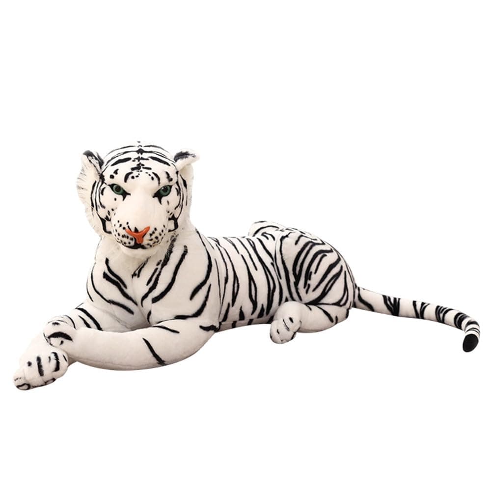 Stuffed Animals-Tiger 65cm (including tail size), large plush toy tiger, stuffed animal cat, suitable for jungle theme, decoration, cuddling, gift for boys and girls! (white)