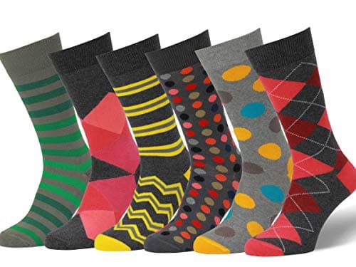 Easton Marlowe Socks for Men 6 Pack Colorful Fun Patterned Mens Socks, Men's Women's, Made in Europe