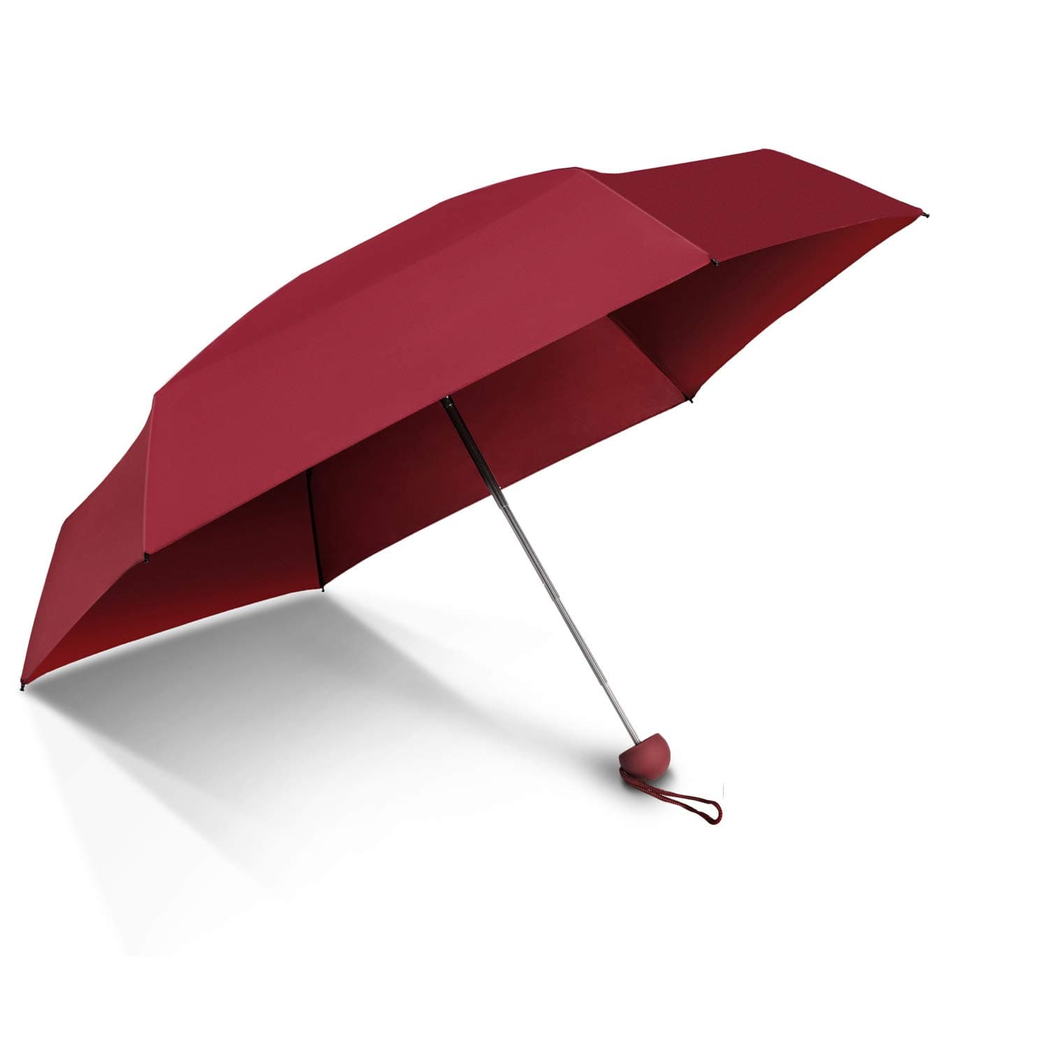 Folding Travel Umbrella Compact Fast Drying Ultra-Light(6.4oz) Super Mini(6.7in) Perfect Protective(95% UV Resistance) with Capsule Case (Won't Wet Your Bag Forever) by nocnocc Wine Red
