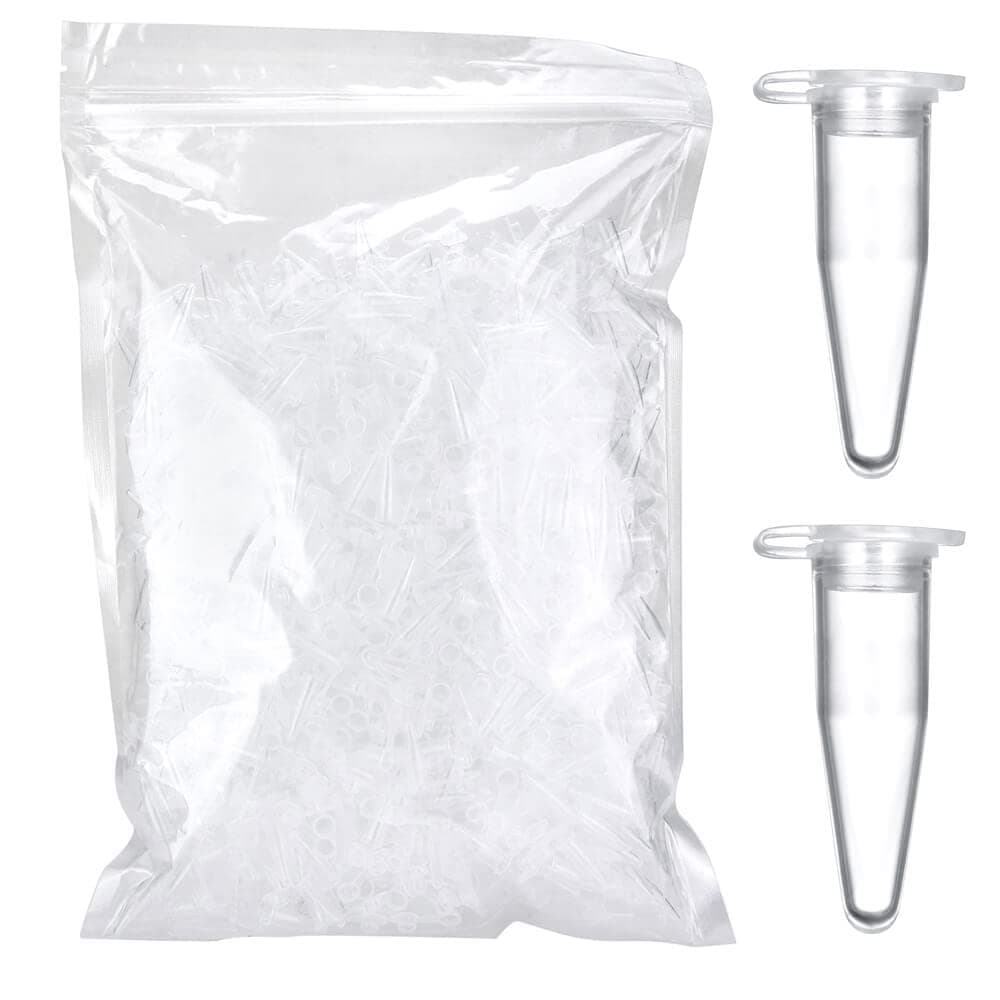 0.2ml Microcentrifuge Tubes 1000 Pieces, EO Sterilized Plastic Small Vials with Caps for Sample Storage Without Leakage(1000)