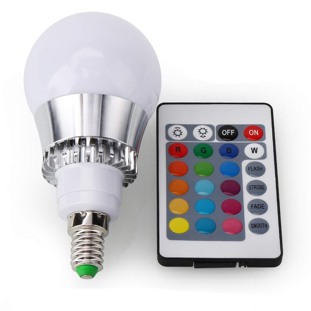 E14 LED Light Bulb 5W Colour Changing Light Bulb with Remote Control, Small Edison Screw Bulb RGB Dimmable 16 Colour Choices for Mood Lighting Home Decoration Bar Party KTV Stage Effect Lights Bulbs