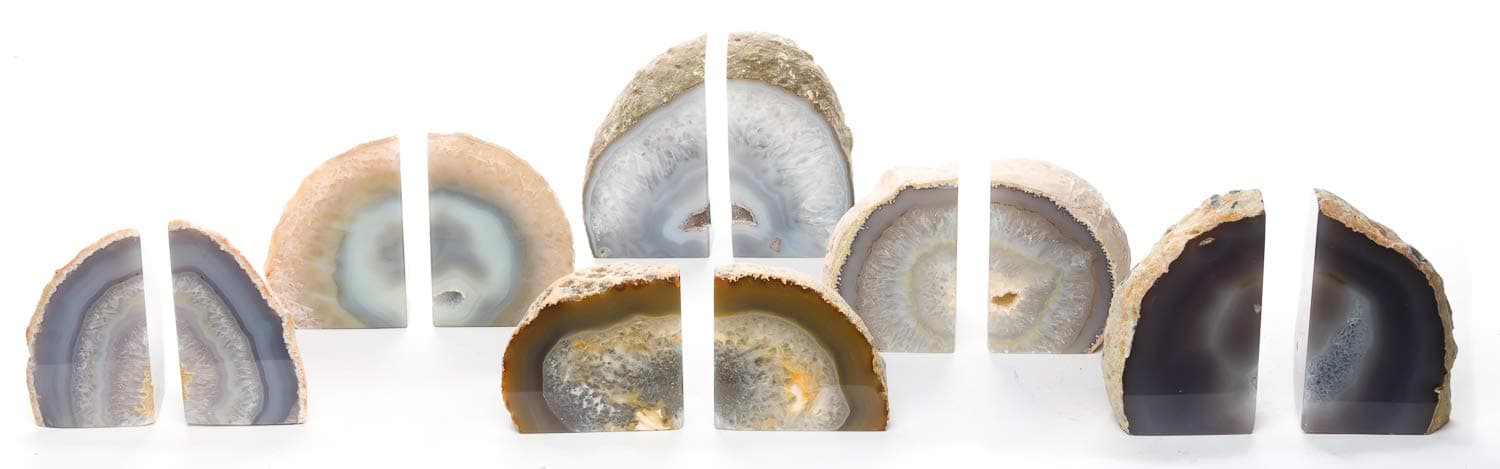 Agate Bookends, Polished Geode Bookends, Crystal Bookends, Bookends Made of Stone, Decorative Bookends, Home Décor (Natural 2-3.5 lb)