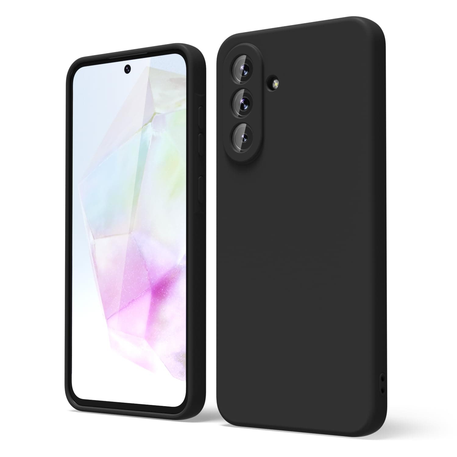 oakxco for Samsung Galaxy A36 5G Case Silicone, Thin Slim Grip Soft Rubber Gel Protective Phone Case for Women, Matte Plain Solid Color Aesthetic Cute Girly Case with Camera Cover, Black