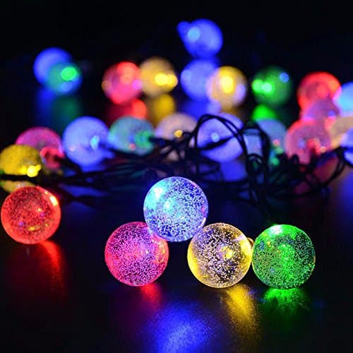 Outdoor Solar Powered Christmas Lights 20ft(6m) 2 Light Model 30 LED Waterproof Globe Bubble solar power Lights with Solar Panel for Christmas Birthday Party Decoration(Multicolor)