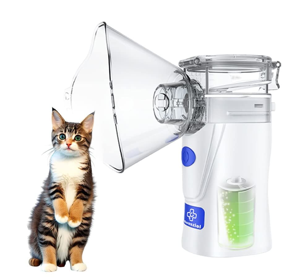 Cat Nebulizer Portable Nebulizer for Cat Handheld Mesh Nebulizer for Pets USB Operated for Home Office Use Friendly for Breathing Problems with Tubing Kit Mouthpiece and Masks…