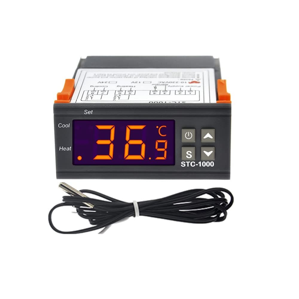 STC-1000 Temperature Controller Thermostat Incubator Electronic Digital Display Temperature Relay NTC Sensor (Upgraded -50° ~ 99°C) Multipurpose Controller With Sensor Probe