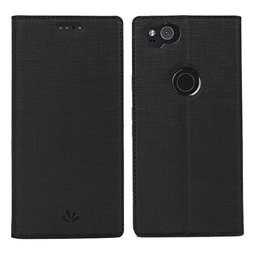Google Pixel 2 2017 Case,Feitenn PU Leather Wallet Flip Smart Cover Stand Kickstand Card Holder Magnetic Closure Clear TPU Bumper case for Google Pixel 2 5.0 inch (Black)