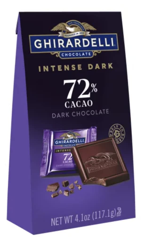Intense Dark Chocolate Squares 72% Cacao Individually Wrapped Chocolates, Medium Bag, 4.1 Ounce