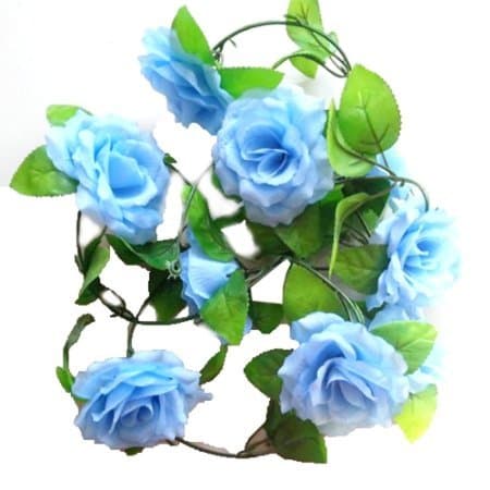 2.4 Metre (Light Blue) Artificial Silk Rose Flower Ivy Green Leaf Vine Garland Wedding Garland Fake Flowers Home Decor