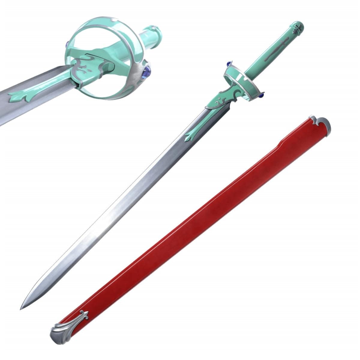 Sword Valley Sparkling Light - SAO Red Sword - 107 cm/42.13 Inches - Blade Carving Rune Symbols - Carbon Steel Blade - Hand Forged with Exquisite Details - Cosplay Anime Prop