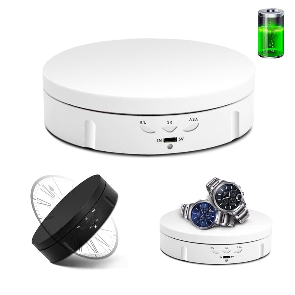 JAYEGT Motorized Rotating Display Stand, 5.74inch /22LB Load, 360 Degree Electronic Turntable Display Stand for Photography Products Shows, Jewelry, Watch, 3D Models, Cake, White