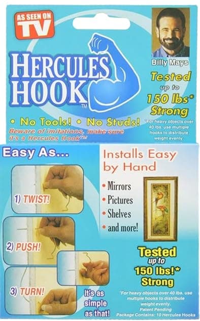 Hercules Hooks | As Seen On TV | Strongest Hooks Ever| Easy to use| Holds up to 150 lbs