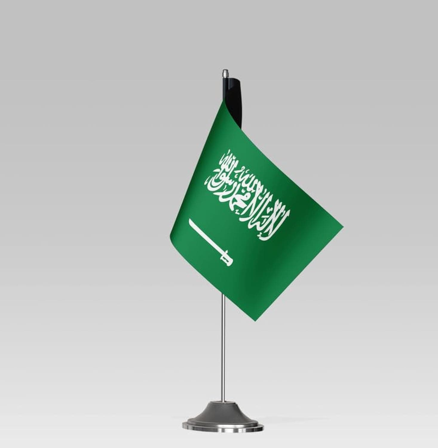 BPA® SAUDI ARABIA FLAG Compact Table Flag with Stand Elegant Desk Decor (22x10cm)