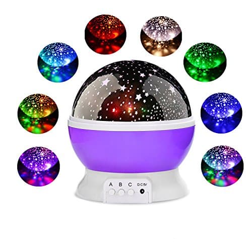 Night Lighting Lamp,Star Light Rotating Projector,360 Degree Romantic Rotating Cosmos Star Projector 4 LED Bulbs 9 Modes for Children Kids Bedroom,The Best Gift for Friends and Family (Purple)