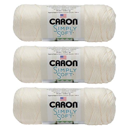 Simply Soft 3-Pack Yarn, 3oz, Gauge 4 Medium Worsted, 100% Acrylic - Off White - Machine Wash & Dry