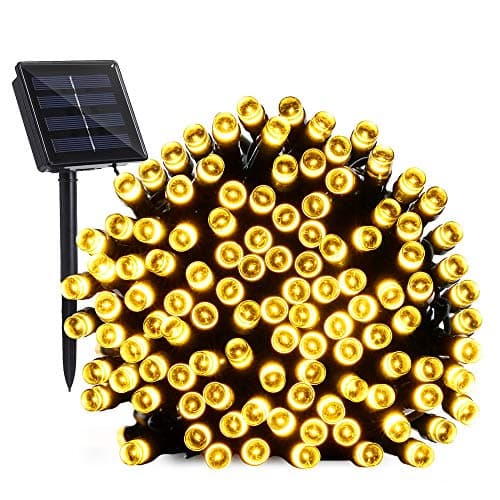 Solar String Lights BrizLabs 72ft 200 LED 8 Modes Solar Powered Fairy Lights Waterproof Outdoor Decorative Lighting for Garden Patio Home Wedding Party Lawn Xmas Tree Decor, Warm White