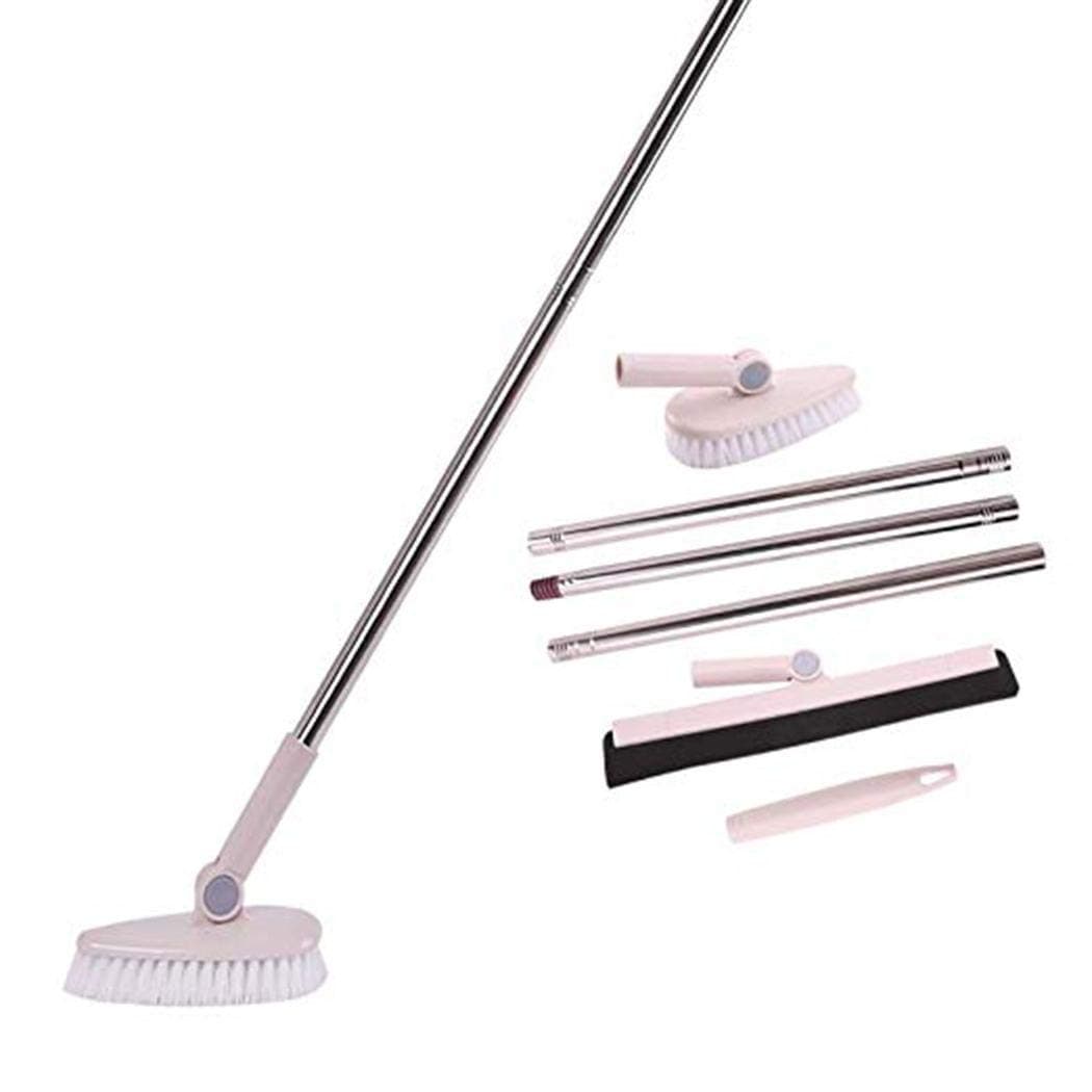 GUIGSI 180 Degree Floor Brush Scrubber Removable Adjustable Long Handle Stiff Bristle Recesses and Grout Brush for Tile Tub Bathroom wall Kitchen