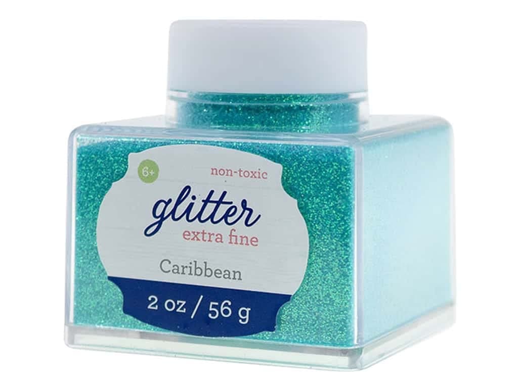 Sulyn Extra Fine Caribbean Glitter Stacker Jar, 2 Ounces, Non-Toxic, Stackable and Reusable Jar, Blue Green Glitter, SUL51827