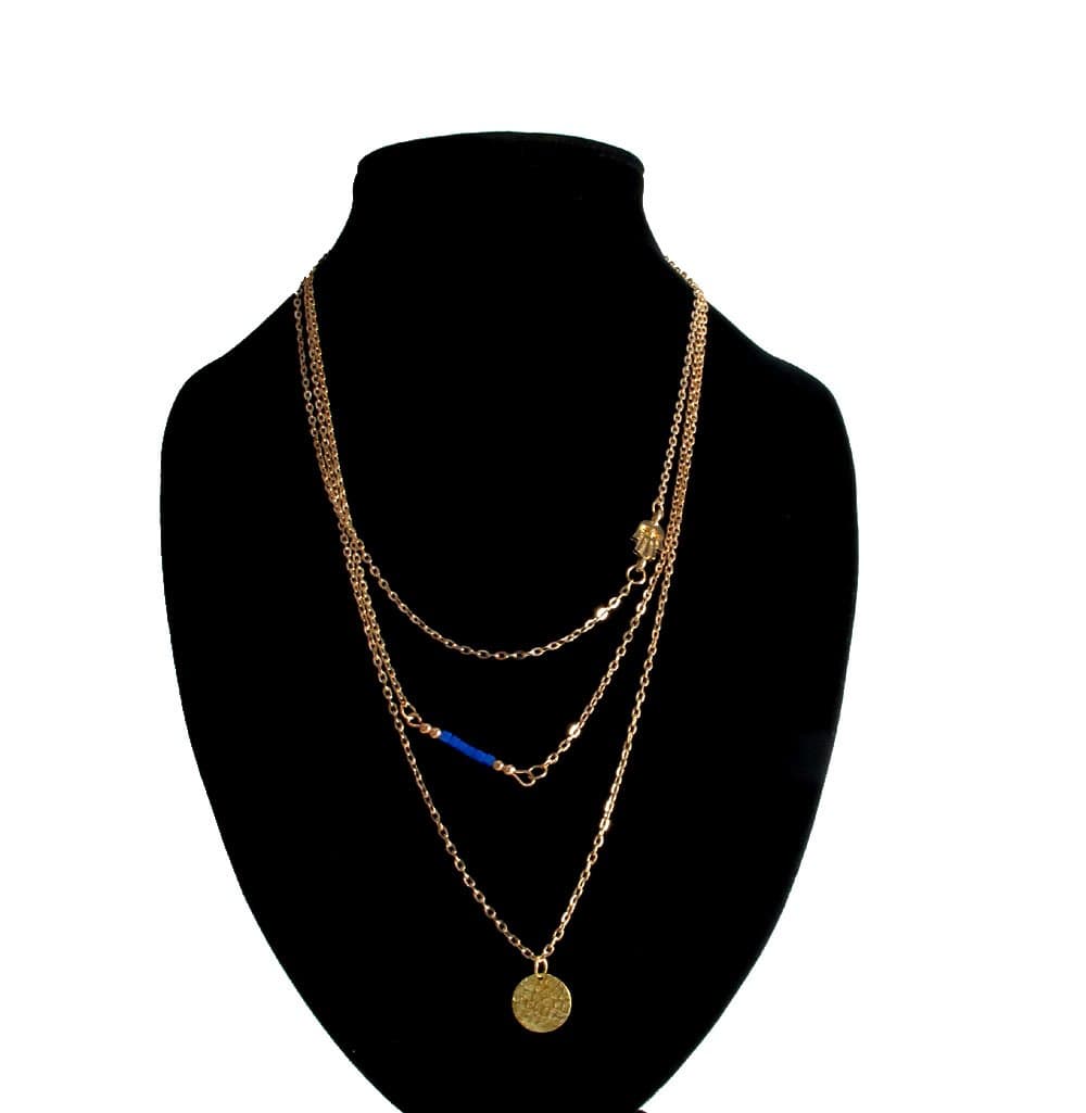 Hamsa Hand Beads Sequined Short Multilayer Necklace Wedding