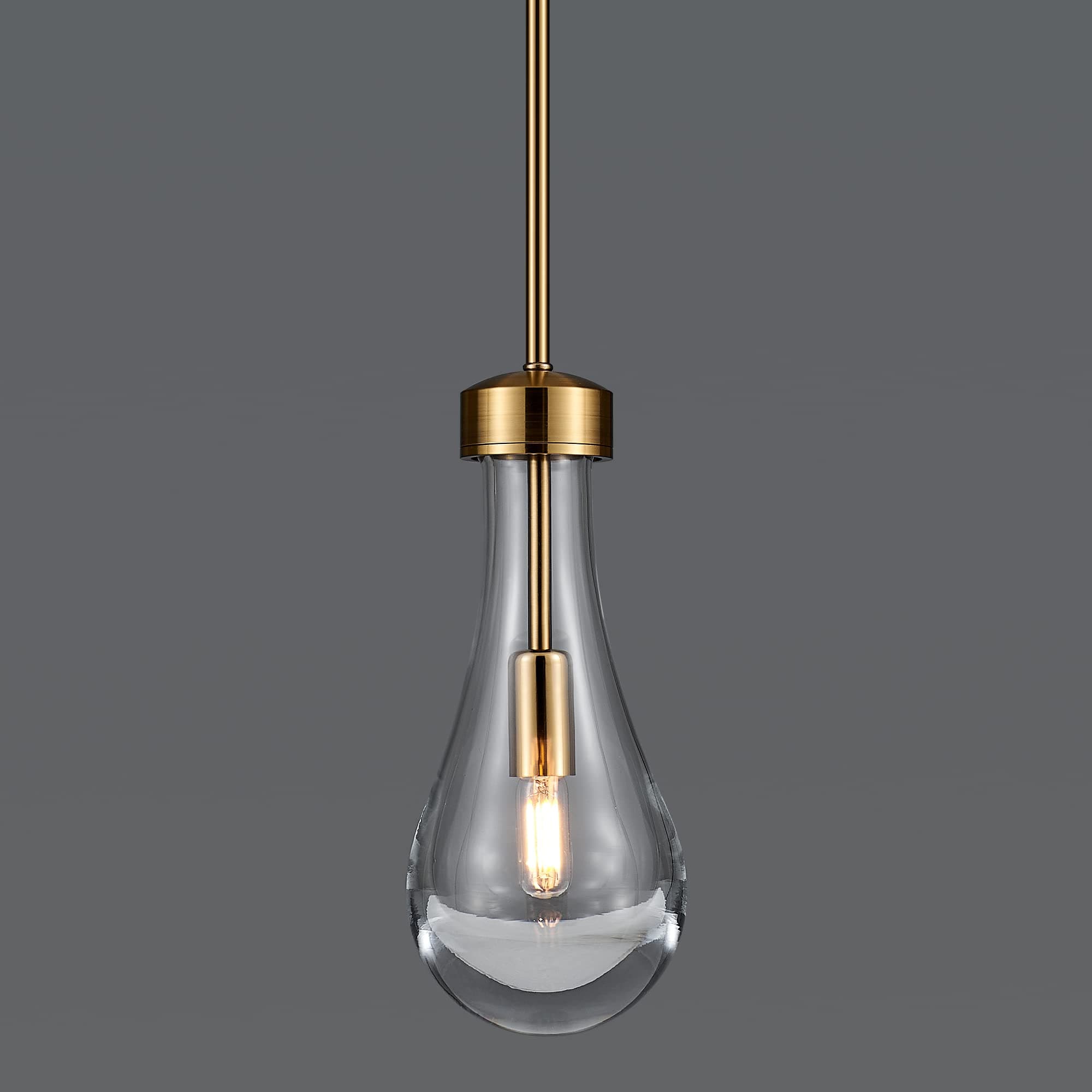 Raindrop Solid Glass Pendant Lights Modern Teardrop Glass Pendant Lighting 1-Light Kitchen Island Hanging Light Fixtures Mini Water-Drop Glass Chandelier for Dining,Living Room,Hallway,Cafe Bar