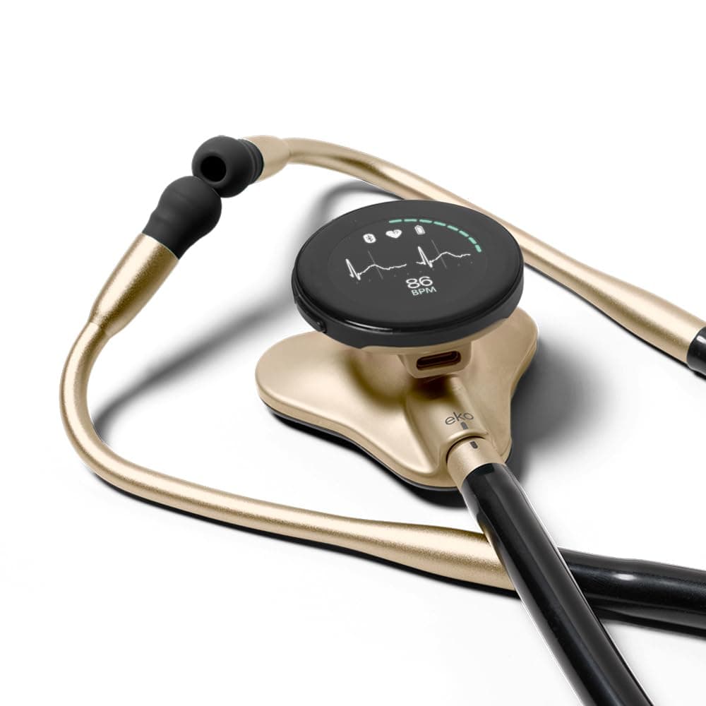 CORE 500™ Digital Stethoscope - 40x Magnification, Active Noise Cancellation, 3-Wire ECG, FDA Authorized AI with Eko+, Full Color Display, Refund Friendly - Champagne