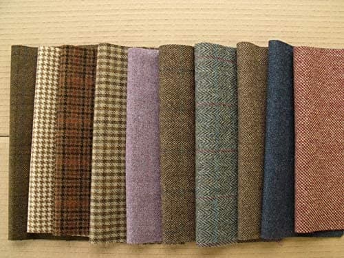 British Tweed 100% Pure Wool Tweed Remnants Offcuts Patchwork Crafts 10 Pieces 23x23cm (9")