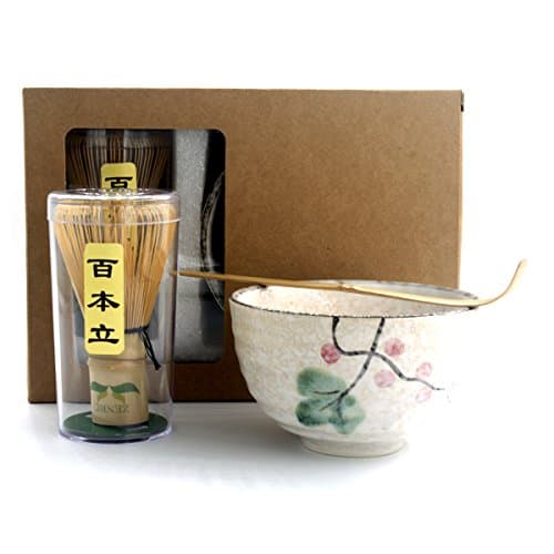 Matcha Tea Kit - Include Bamboo Whisk ( Chasen) - Matcha Bowl - Hooked Matcha Scoop ( Chashaku ) Ceremonial Starter Matcha Tea Kit for Traditional Japanese Tea