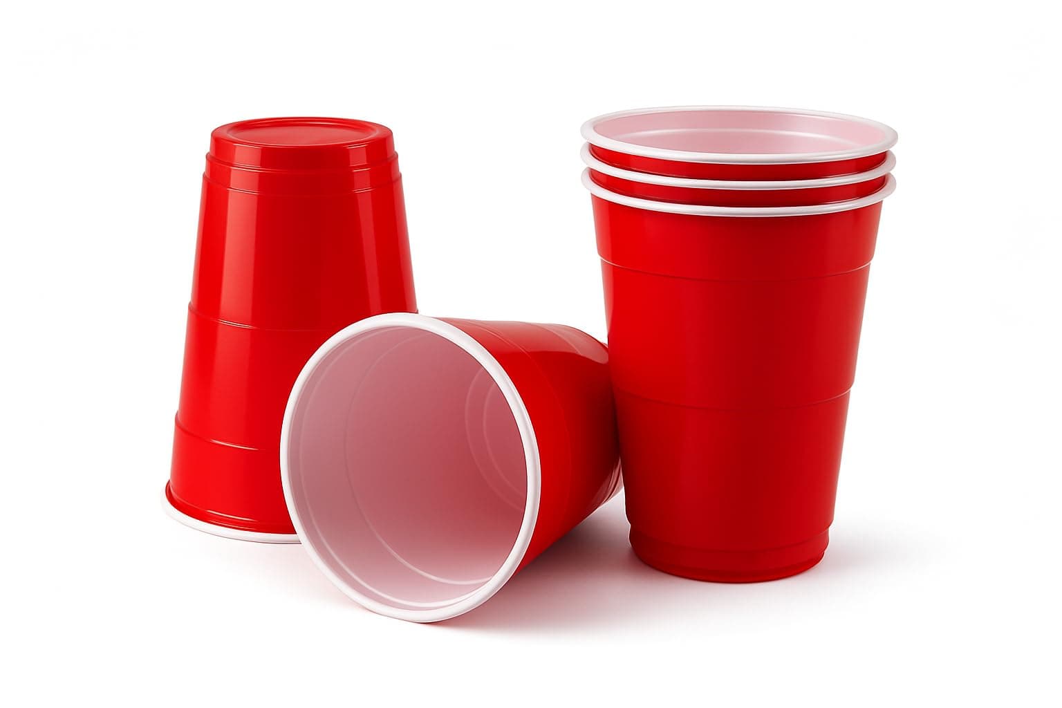 12oz 100 Pcs Disposable White & Red Plastic Cups 100 Pcs for Cold Drinks Juices Smoothies Water Parties Fun