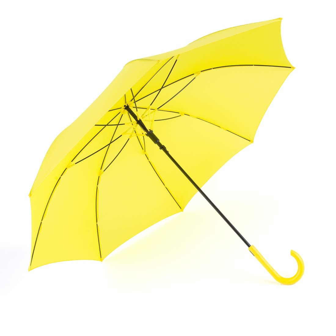 UV Stick Umbrella Auto Open UPF 50+ with J Hook Handle 51IN, Bright Yellow, 51 in, Modern