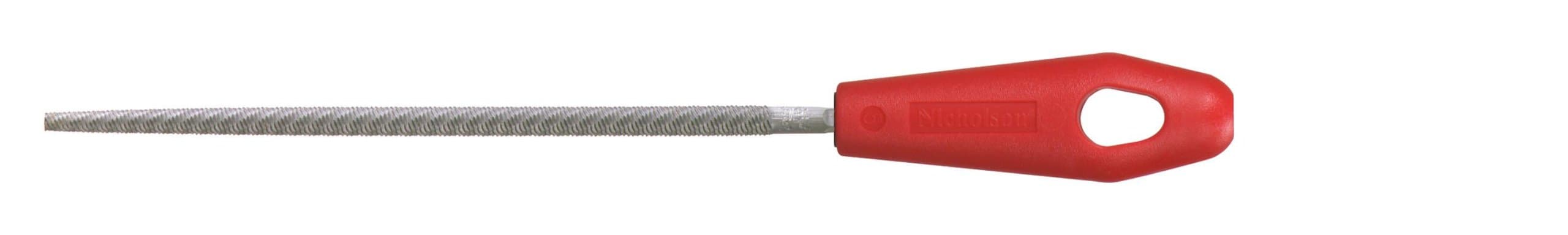 Crescent Nicholson 8" Round Single Cut Bastard File with Red Handle - 21715