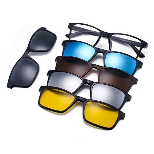 Magnetic 5Pcs Polarized Clip-on Sunglasses Plastic Frame for Night Driving