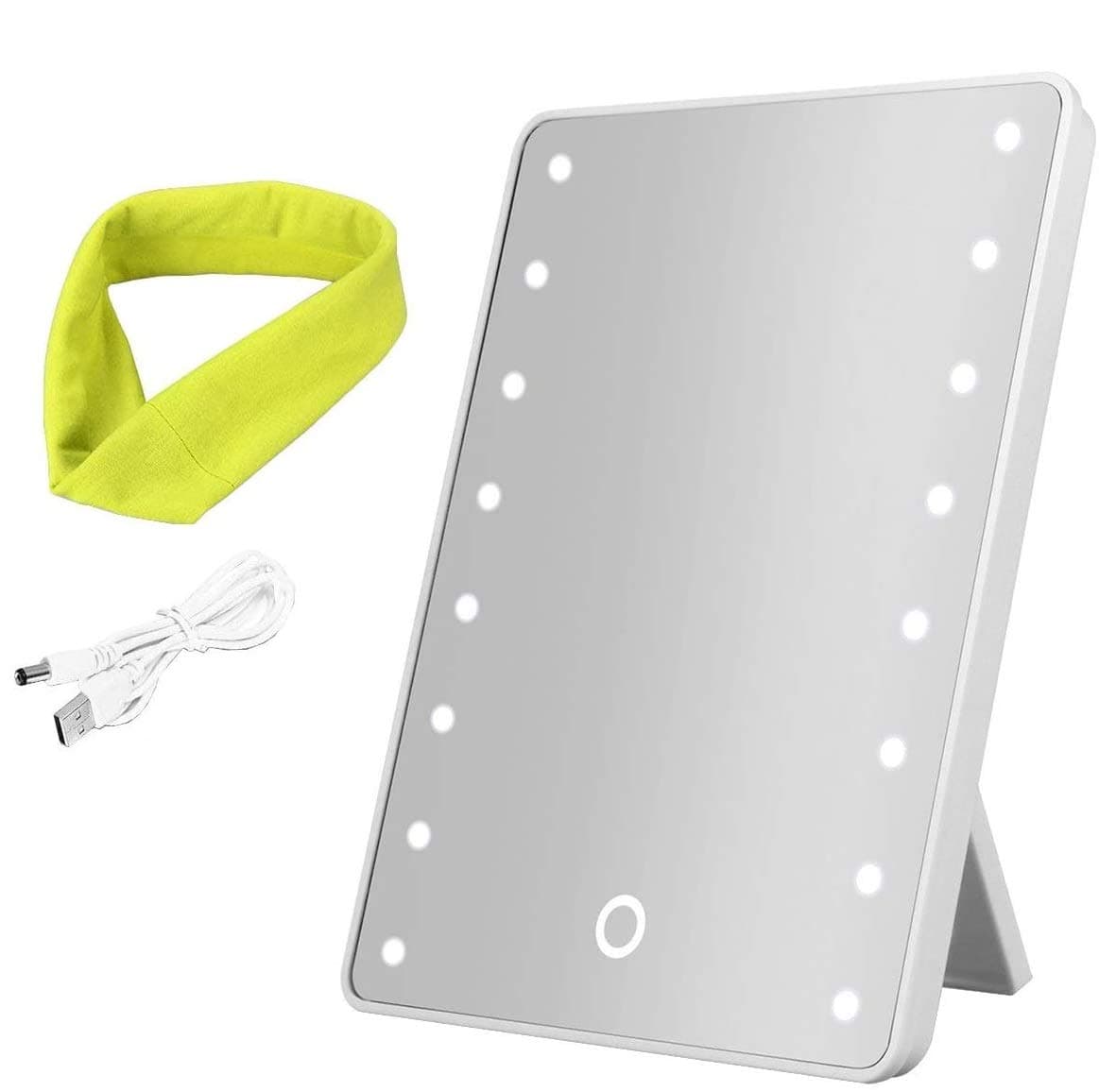 Makeup Mirror with Lights,16 LED Jingobyne Touch Cosmetic Mirror, Plus Headband and USB Charging