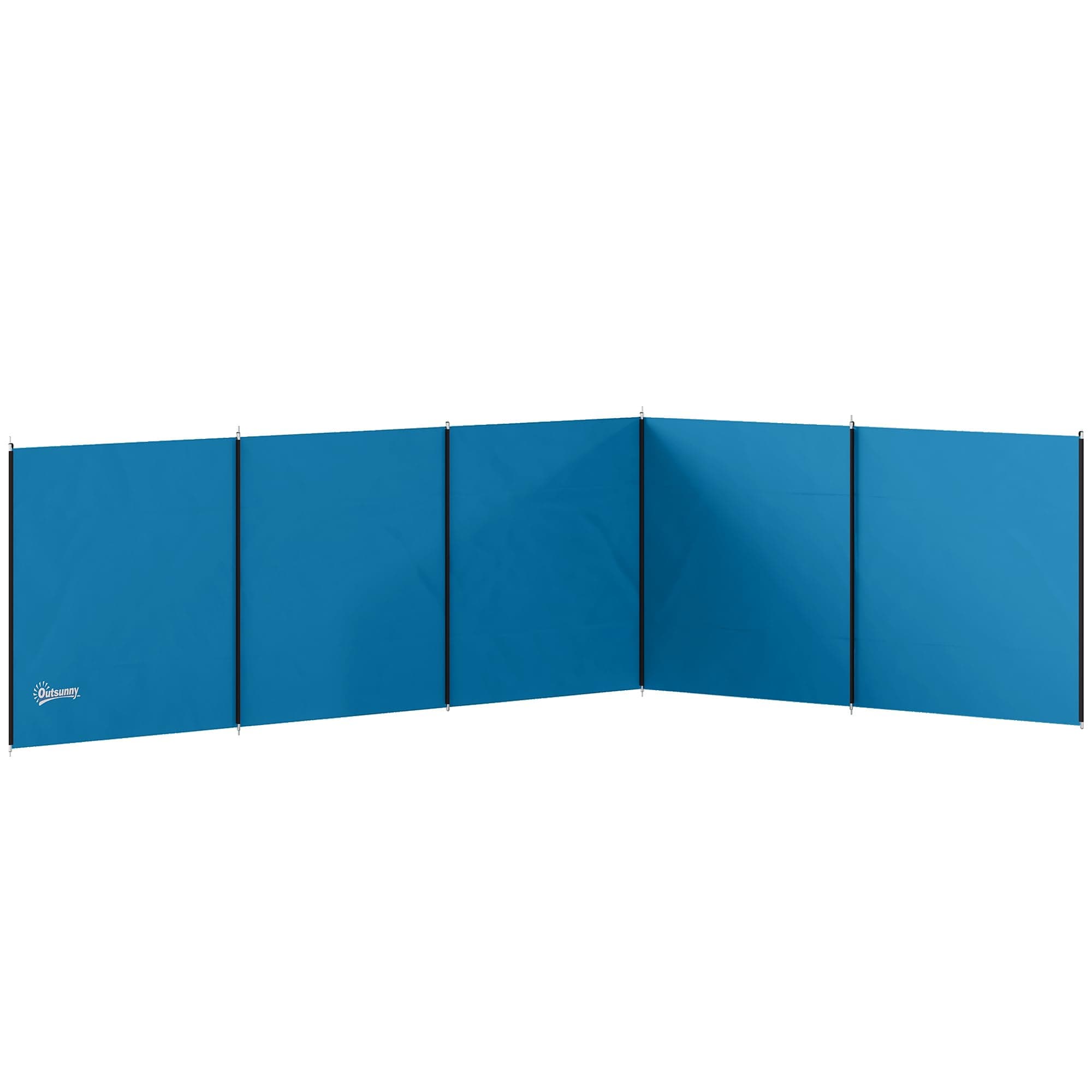 Outsunny Camping Windbreak, Foldable Portable Wind Blocker w/Carry Bag and Steel Poles, Beach Sun Screen Shelter Privacy Wall