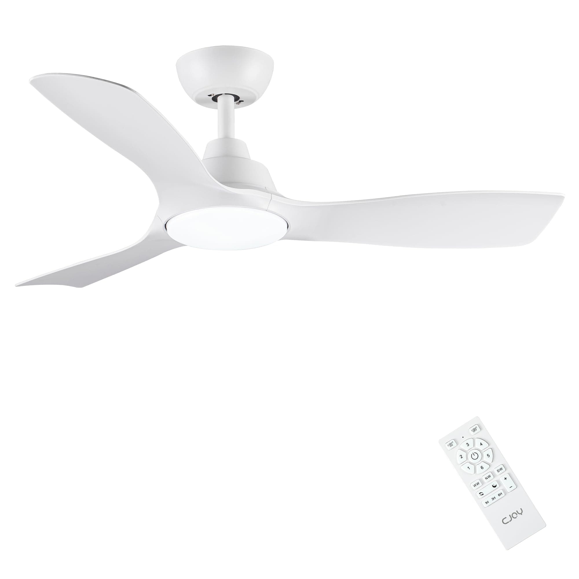 CJOY Ceiling Fans with Lights, Lights and Remote Control, 42'' Lamps Dimmable, 6 Speeds Fan White 3 Blade Quiet DC Reversible for Bedroom Living Room (42-1113W)