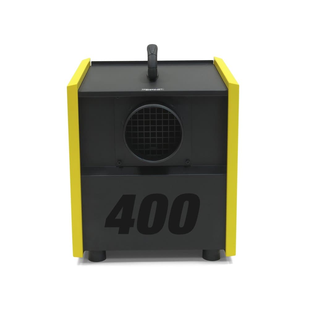TTR 400 D Dehumidifier, 16 kg Capacity, 2.2 kW, Black, Continuous Operation, 16 m² Floor Area, 450 m³/h Air Flow, 1.6 L/day Dehumidification, Yellow
