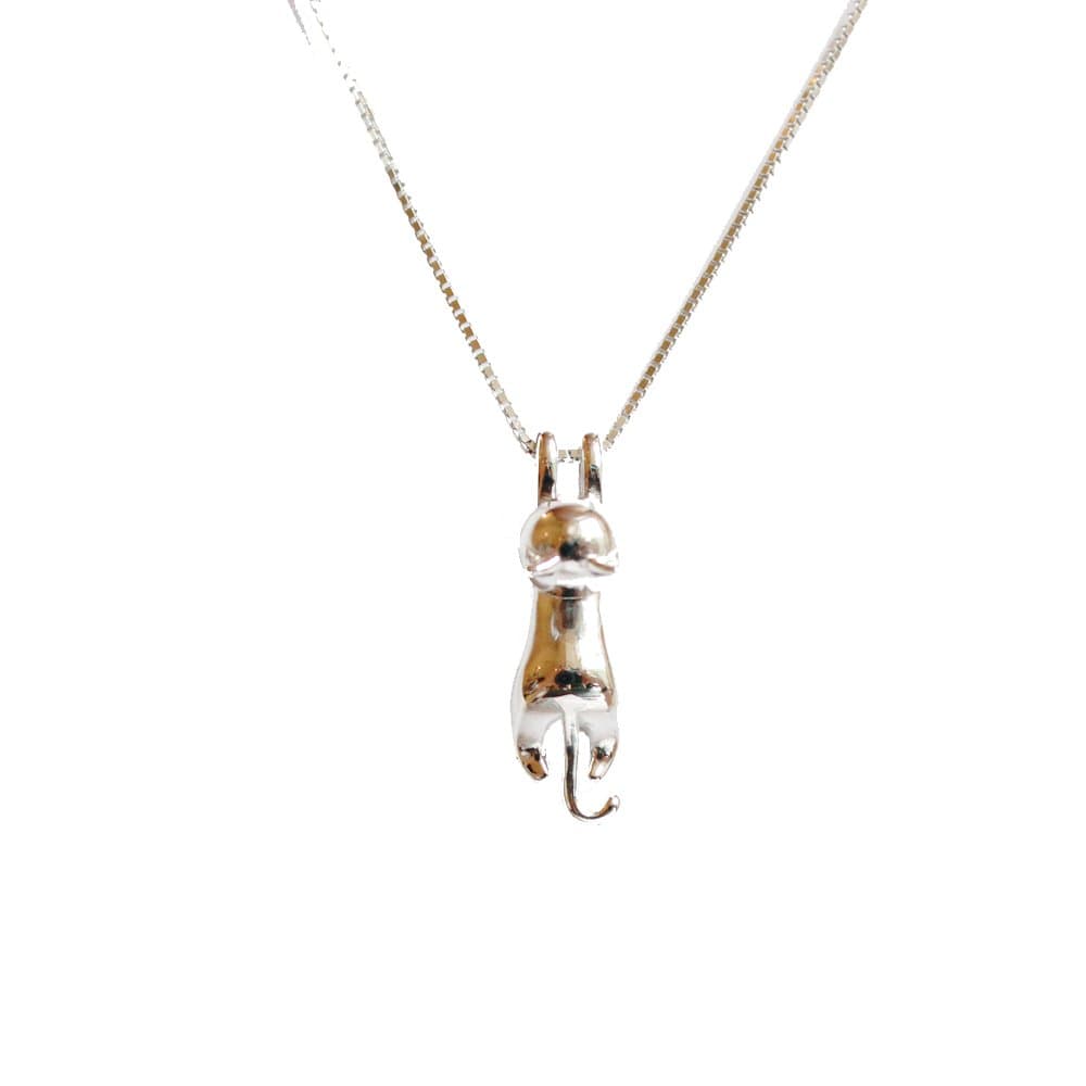 Sterling Silver Cat Kitten Necklace Pendant Plain 925 Silver 3D Cat Lover Daily Jewellery Gift Idea