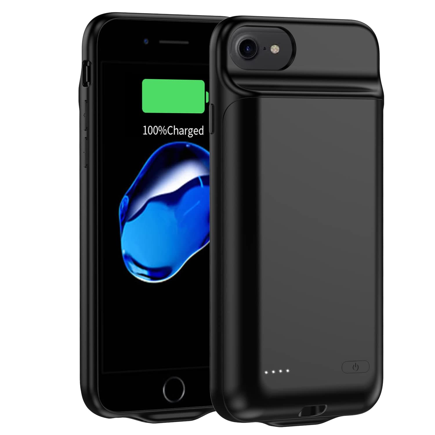 iPhone 8/7/6s/6/SE 2020 battery case, 6800mAh ultra-thin protective charging case, portable rechargeable expandable battery charger (Black 8/7/6s/6/SE)