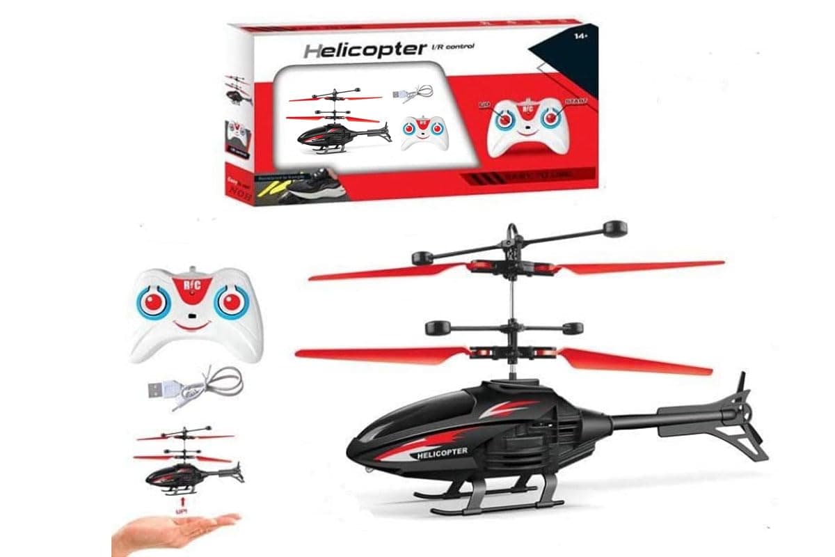 Remote Controlled Helicopter Unbreakable Material, Dual Rotating Blades, Helicopter Sky Flying Toy for kids age 7+ years indoor with led lights (multi color)