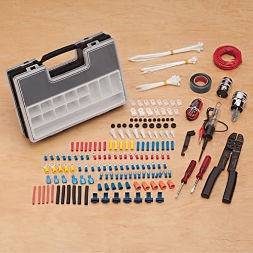 Electrical Repair Kit 208-piece w/ Crimper Wire Stripper, Voltage Tester and Case