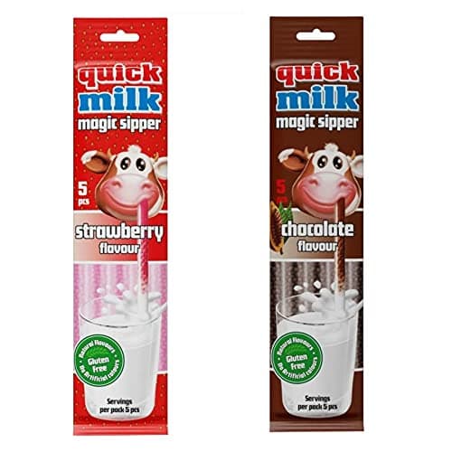 Quick Milk Magic Sipper Straw Combo Pack, Strawberry, Chocolate, Guten Free 30 G Pack Of 2,Bar