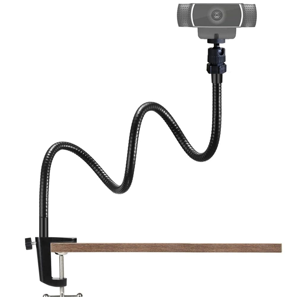 Webcam Stand Holder 27" Adjustable Gooseneck Desktop Camera Desk Clamp Mount for Logitech Webcam C925X, C922, C930e, C930, C920, C615, Etc. (1/4" Threaded)