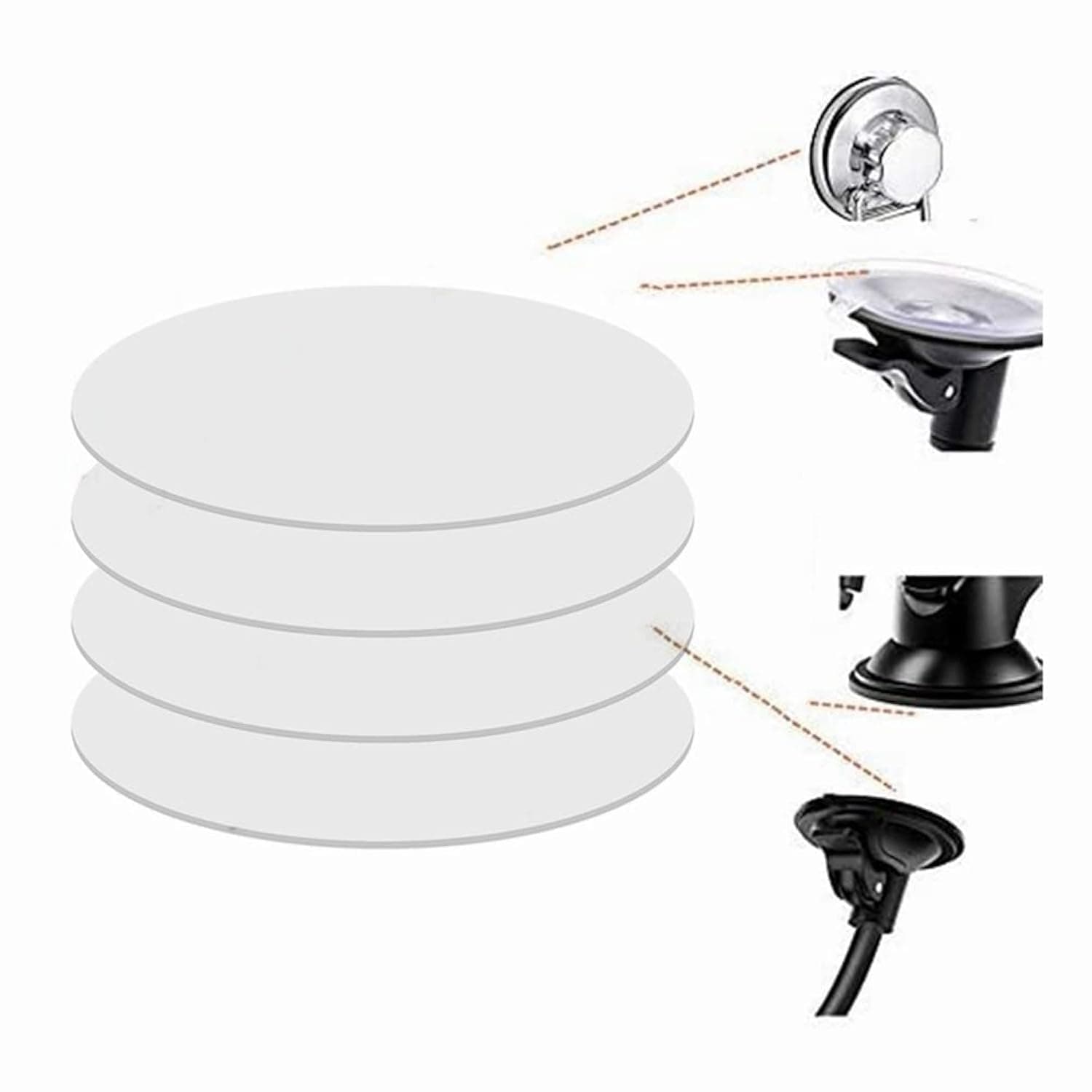 4 PCS 80mm (3.15") Circular Double Side Sticker Dashboard/Windshield Pad Mounting Disk for Suction Cup Car Phone Mount Holder Bracket GPS Camera and Other Suction Cup Items. (Clear)