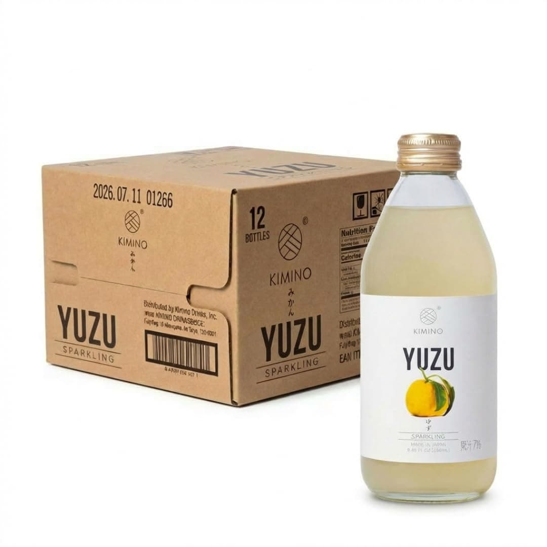 Kimino Drinks, Sparkling Juice Beverage 8.45 Fl Oz (Yuzu, Pack of 12)