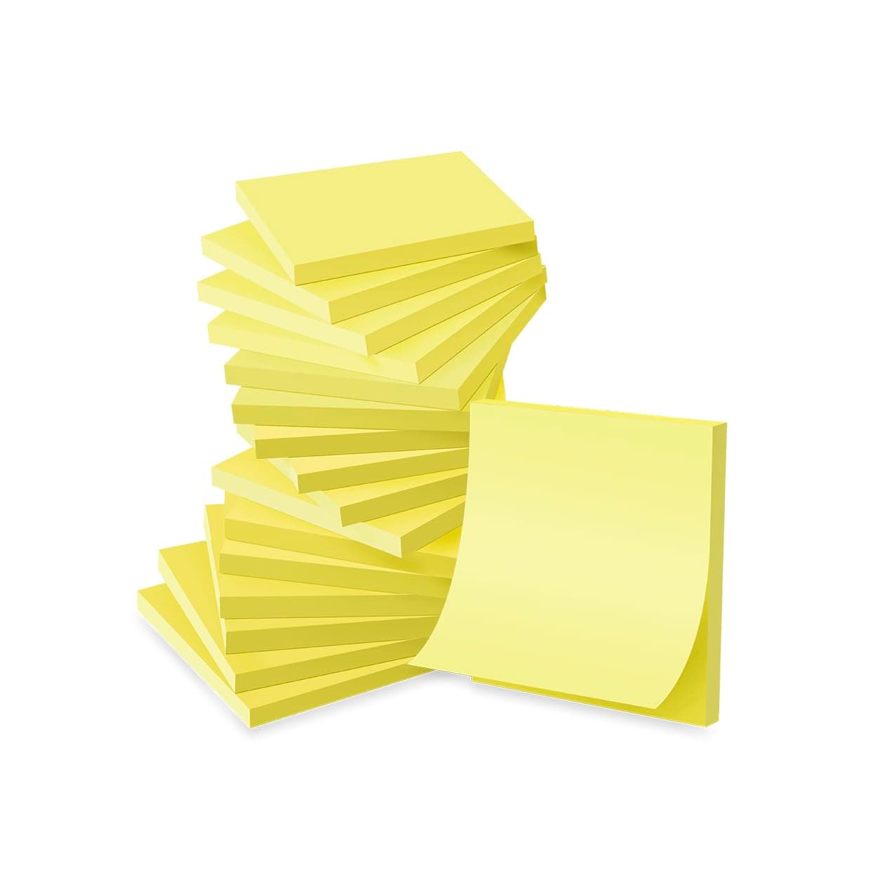 16 Pads Yellow Sticky Notes, 76 x 76 mm, Sticky Pads, Recyclable, Self-Stick Notes Pads, Sticky Notes, Easy to Post for Home, Office, 55 Sheets/Pad, 880 Sheets Total