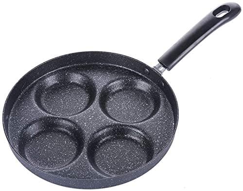 Egg Frying Pan with Non-Stick Ceramic Coating, Aluminum 4-Cup Egg Cooker Pan Multipurpose Pancake Pan Omelet Cooker Griddle (Round Shape)