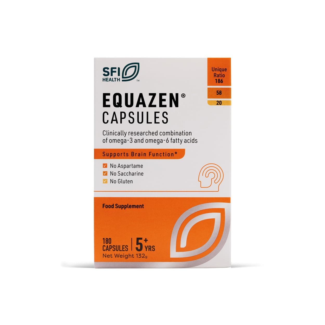 Equazen® Omega 3 & 6 Capsules, Brain & Cognitive Support, DHA, EPA & GLA, Clinically Researched 9:3:1 Formula, Tasteless & Odourless, Halal Certified, Gluten Free, 180 Pack