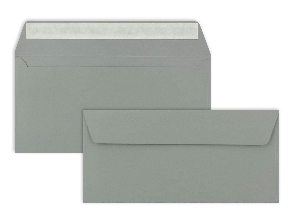 Karten und Co. DIN Envelopes//Dark Grey 11 x 22 cm 110 g/m²/Sticker Quality Brand Gustav Neuser 25 Umschläge Dark Grey