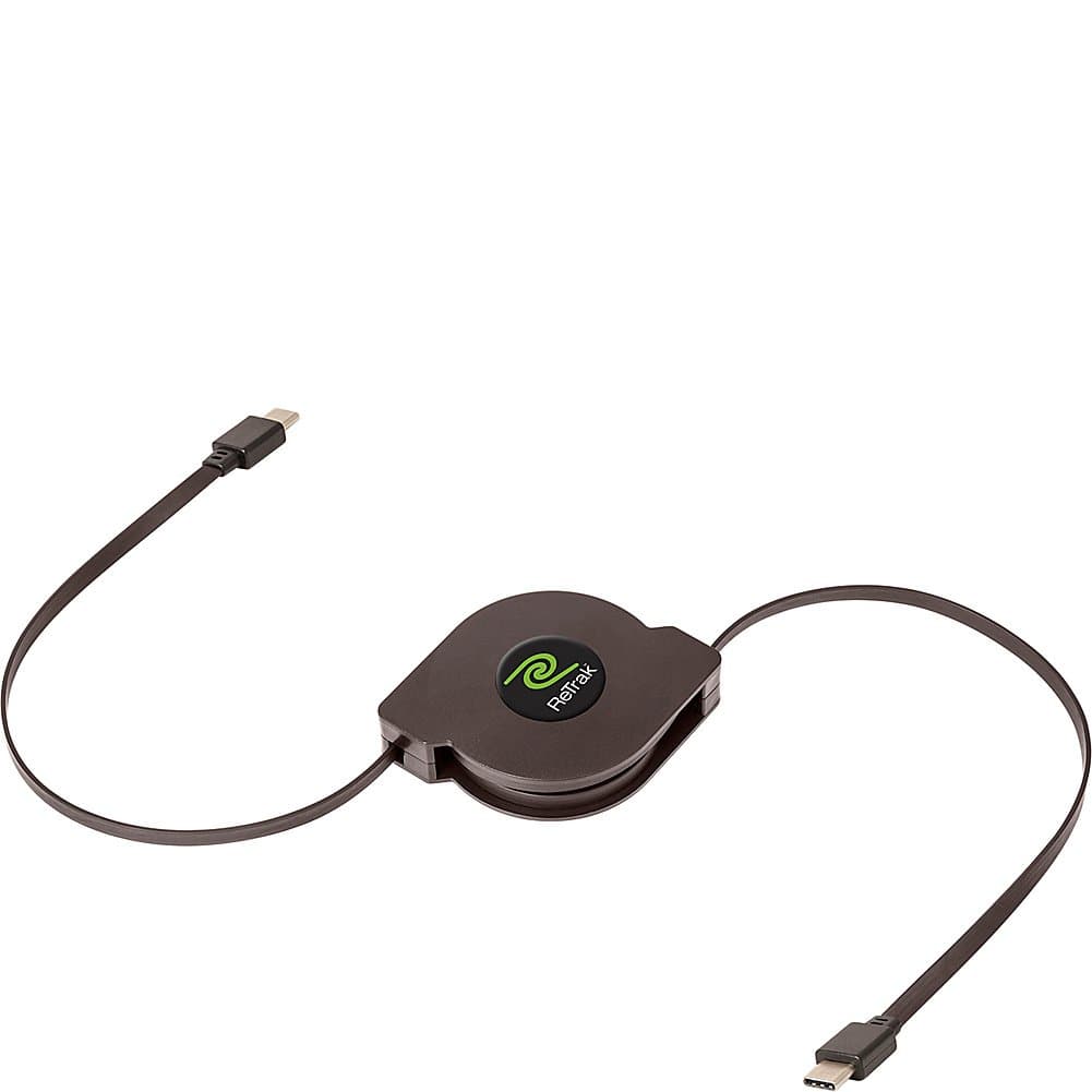 ReTrak ETPRUC10 10-Foot Retractable USB-A Cable with USB-C Adapter